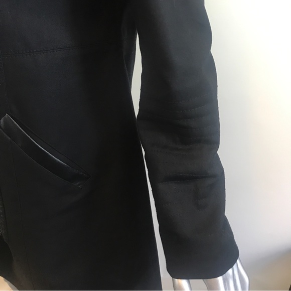 Promod Black Trench Style Long Jacket US 8 Medium - Picture 12 of 16